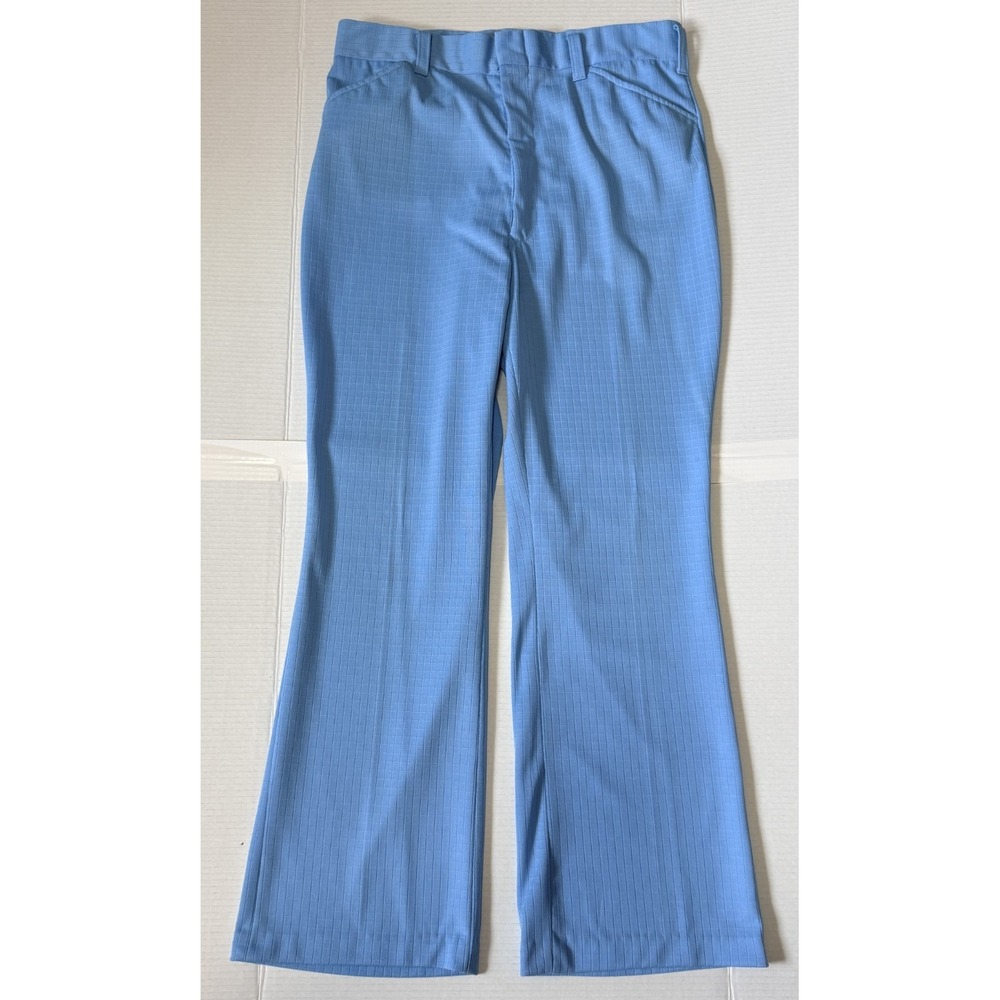 K-MART Men's VTB Baby Blue Double Knit Polyester Leisure Suit Pants Slacks 35x31